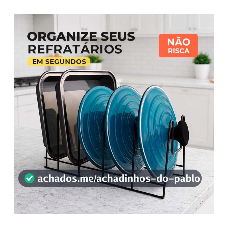 Porta Refratário Organizador De Tampa De Panela Formas Armário Cozinha Aramado Aço