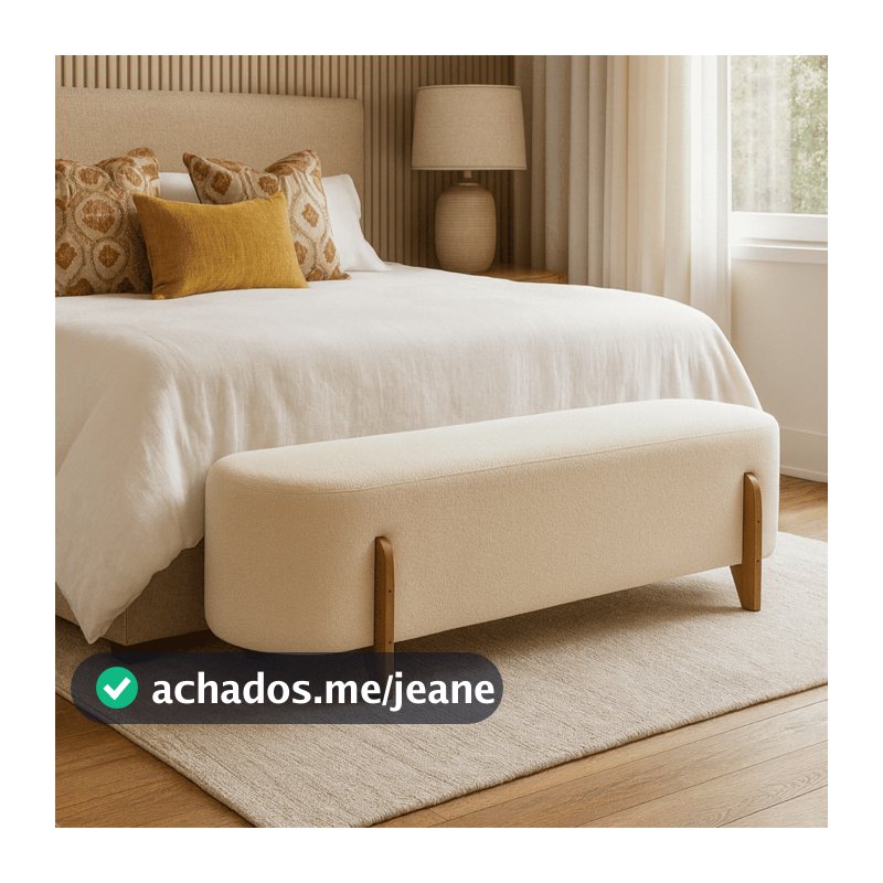 Recamier Orgânico Boucle Bege Banco Decorativo Quarto Sala Design Contemporâneo