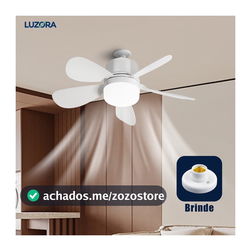 Ventilador de Teto com Luz Silencioso Controle Remoto Economica Instalação Fácil LED Bivolt E27
