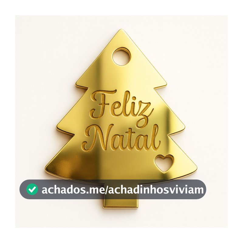 Kit Tag Árvore de Natal Enfeite 2,2x1,8cm Acrílico Espelhado Dourado Feliz Natal