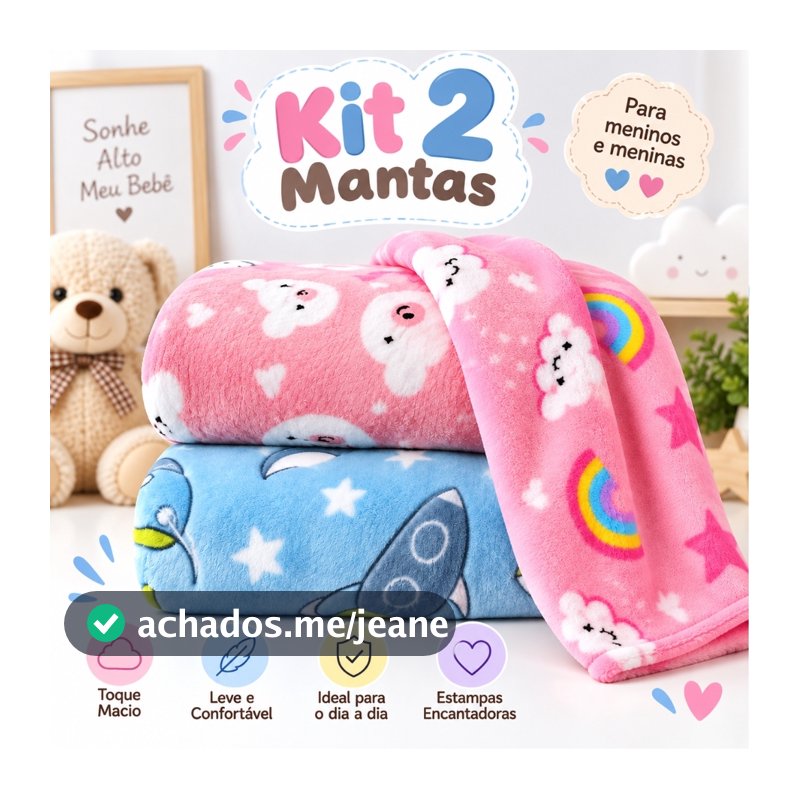 Kit 2 Manta Cobertor Bebe Criança Nenem Infantil Mantinha Microfibra Estampada Maternidade