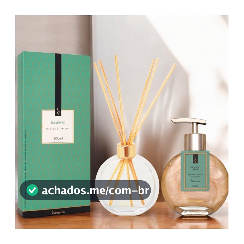 Kit Lavabo-Difusor de Varetas 200ml + Sabonete Líquido Desodorante Via Aroma - 200ml Linha Classica