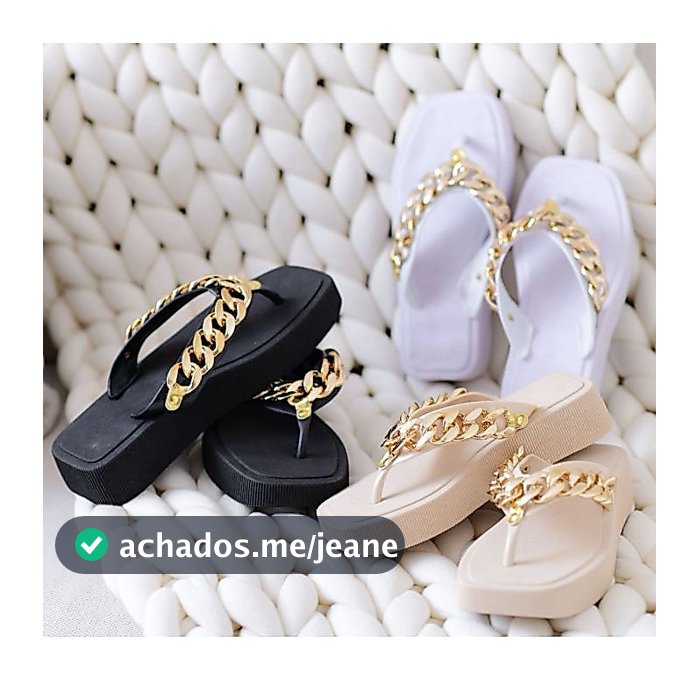 Chinela Feminina com Correntes Solado em Plataforma Confortavel Leve Luxuoso Bico Quadrado 33 AO 410