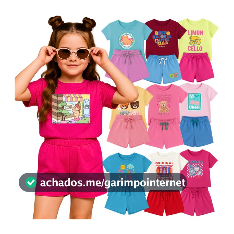 Kit Premium 6 Peças Roupa Infantil Menina Verão 2 à 12 Anos conjunto infantil menina camiseta shorts