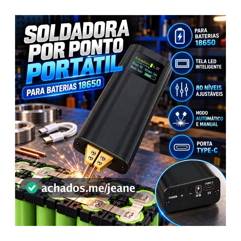 Mini Soldador de Ponto Portátil Máquina de Solda a Ponto para Bateria 18650 de Lítio Folha de Níquel Ajustável Kit DIY