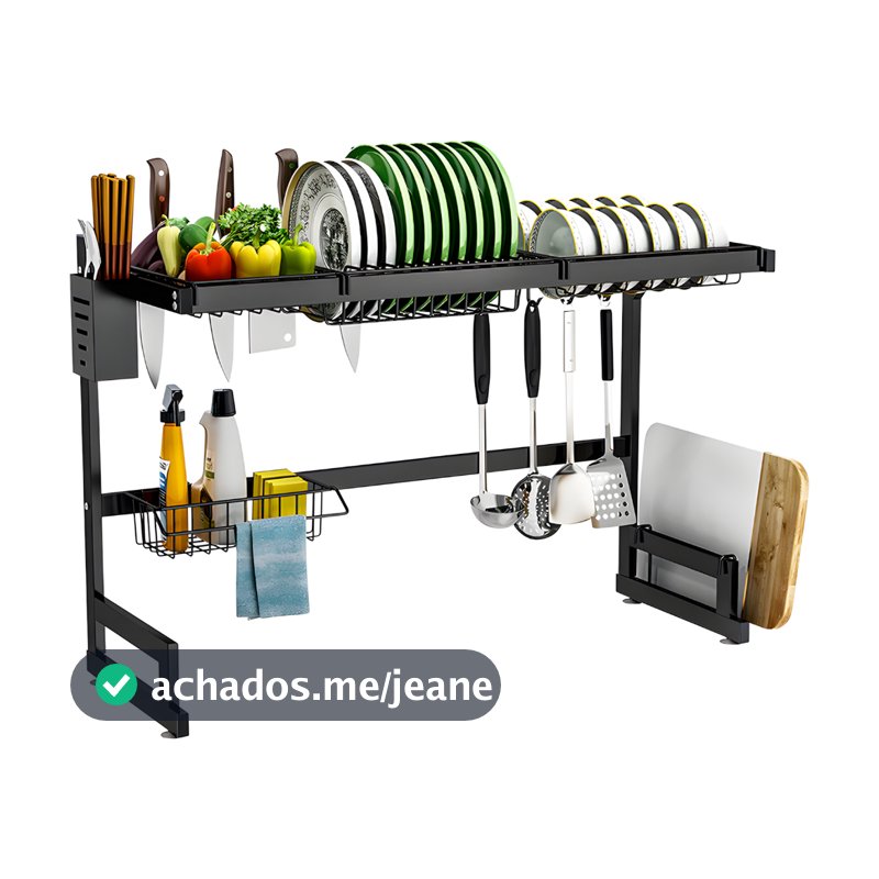 Escorredor De Louças Decoteam Com 2 Andares Em Aço Inox