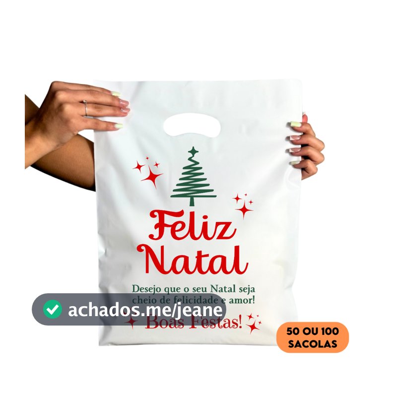 Sacolas Feliz Natal Reforçadas - 20X30 Cm - Sacolas Para Bijuterias, Maquiagens e Lembrancinhas.