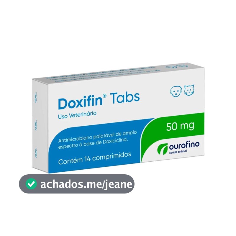 Doxifin Tabs 50mg Antimicrobiano Para Cães e Gatos 14 Comp.
