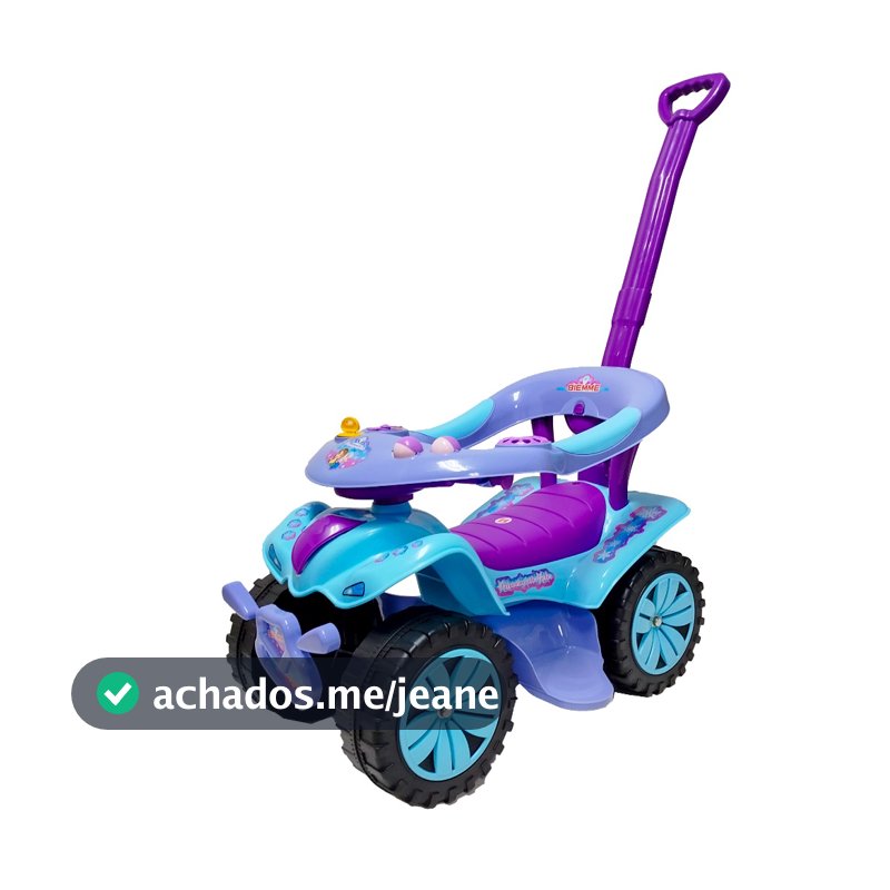 Carrinho Infantil Andador com Empurrador Volante Interativo Passeio 4 Rodas Brinquedo Criança