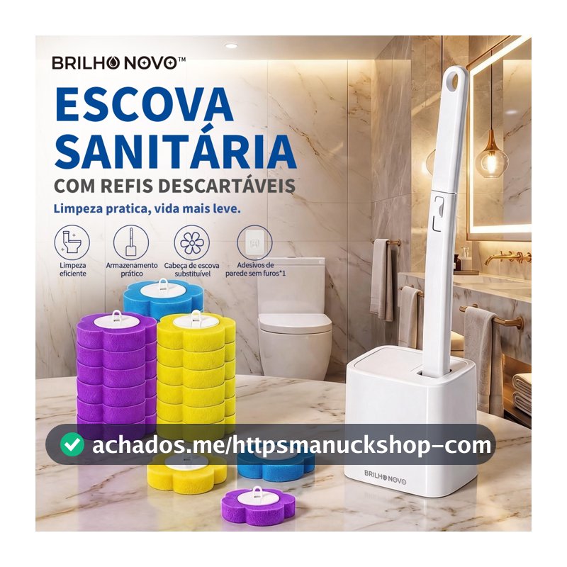 BRILHO NOVO Escova Sanitária com Cabeça Substituível e Refis Descartáveis | Base + 6, 12, 18, 24 ou 36 Refis