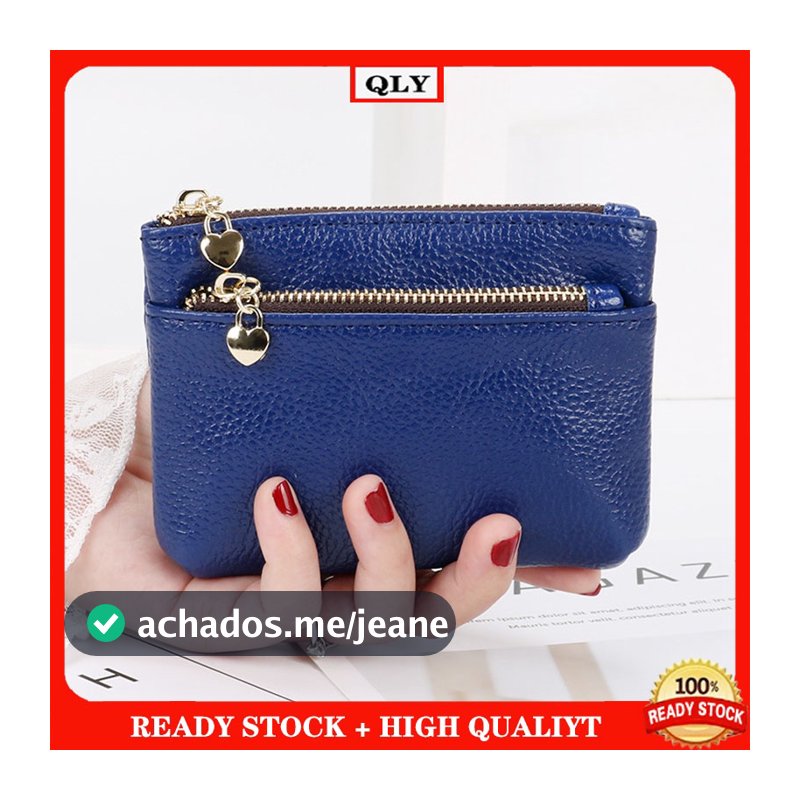 Três Camadas Zíper Bolsa De Moeda Feminina Mini Ultra Fina Cor Sólida Carteira Pequena Curta