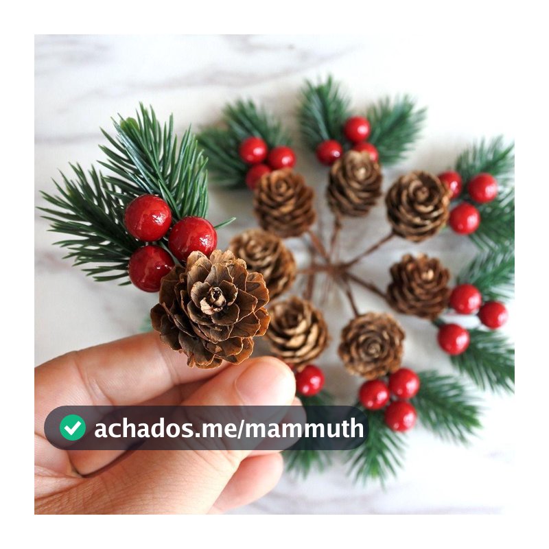10 Peças De Enfeite De Natal , Pinha Vermelha De Frutas Vermelhas Decoração Floral Artificial
