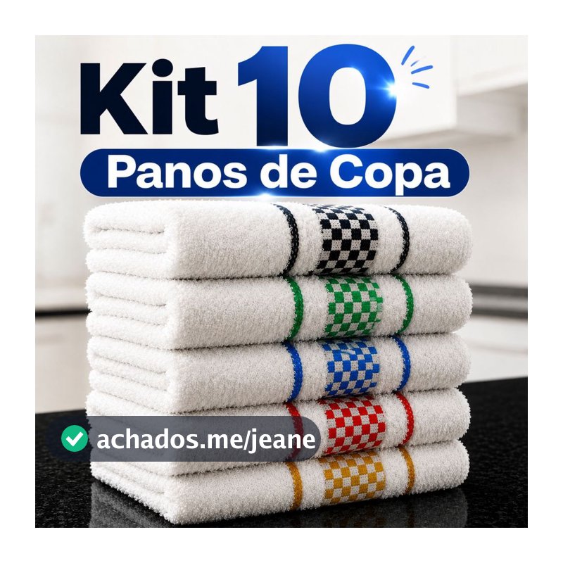 Kit 10 Panos de Prato Xadrez Jacquard 45x70 Atoalhado Algodão Toalha Copa Louça Gourmet