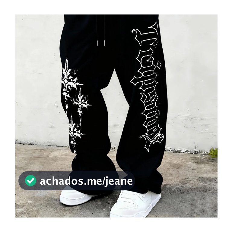 Calça Baggy Balão Wide Leg Unissex Cruz Streetwear Cyberpunk Gótica Aesthetic Drip Oversized Moda Urbana Envio Rápido