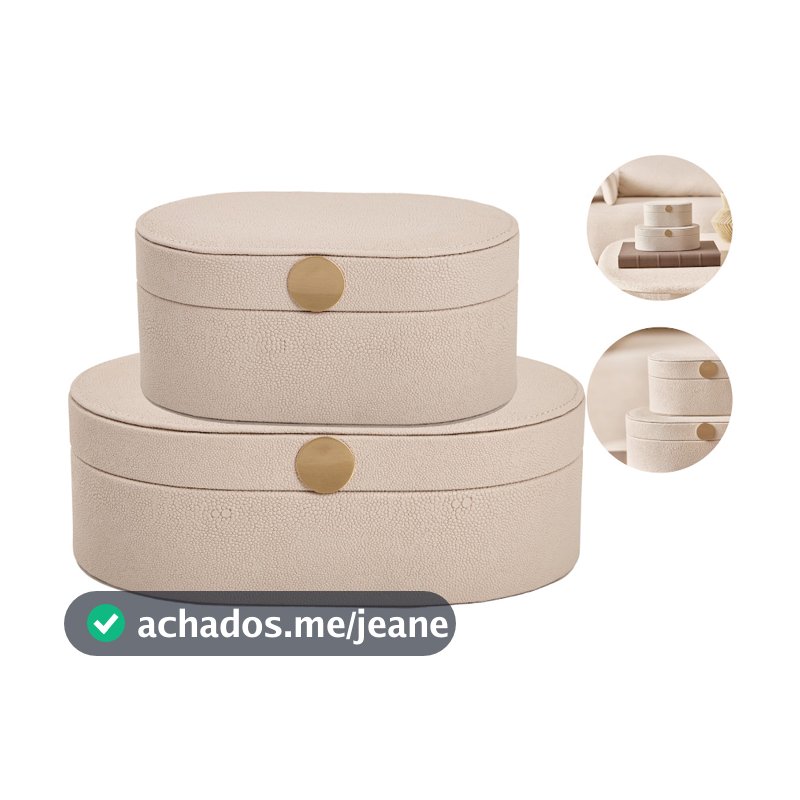 Conjunto 2 Caixas Decorativas Organizadoras Em MDF Porta Objetos Revestidos Em PU