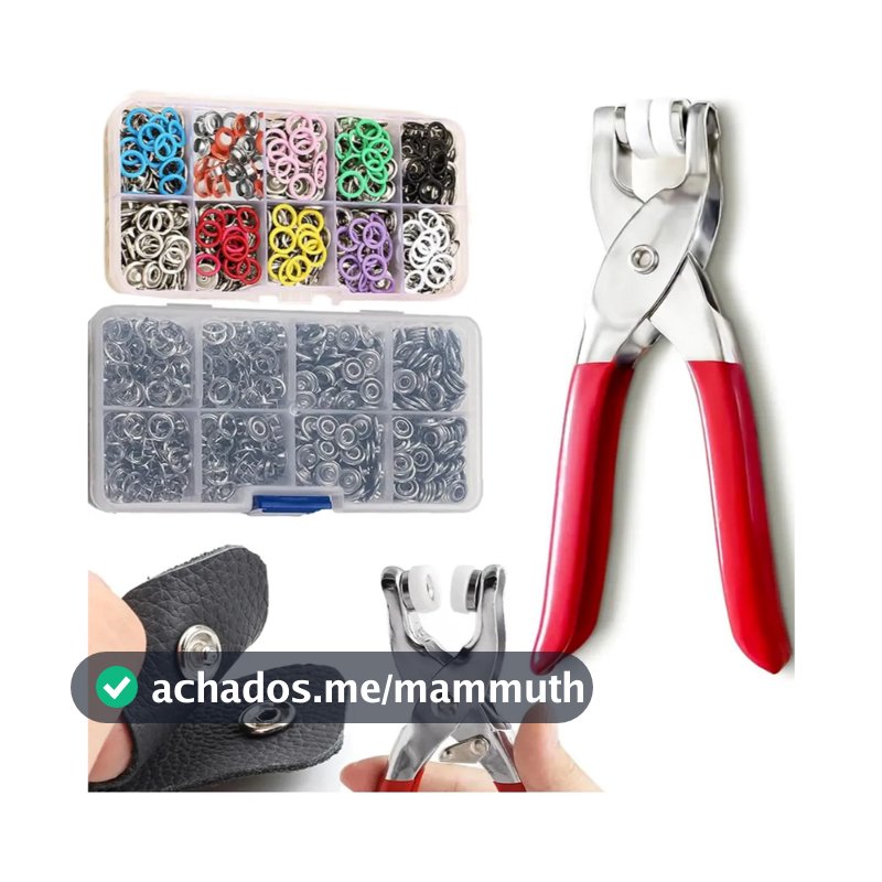 Kit Alicate de Botão de Pressão com 100 Pares – Fácil de Usar e Resistente