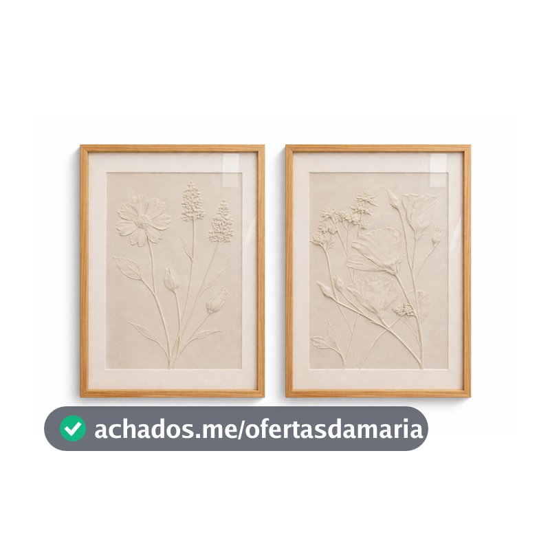 Kit 2 Quadros Decorativos Flores 3D Com Moldura Para Sala Clean