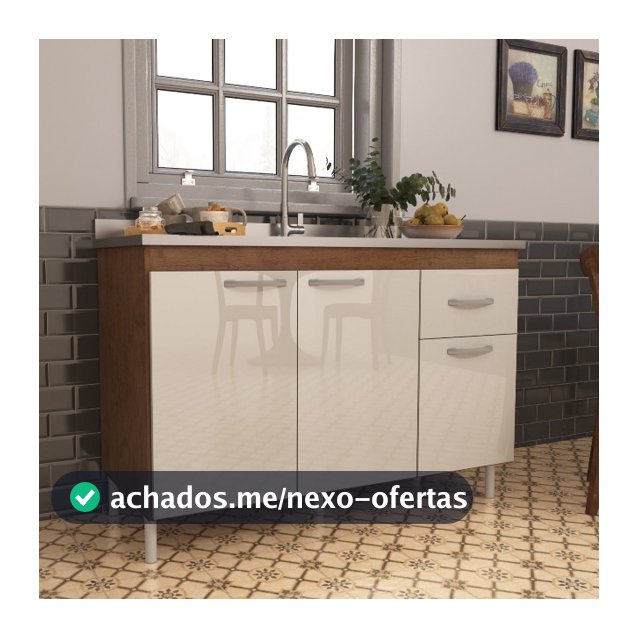 Balcão de Cozinha INDEKES Pia de 120cm Sem Tampo Suiça POP SHARK MOVEIS 3 Portas 1 Gaveta