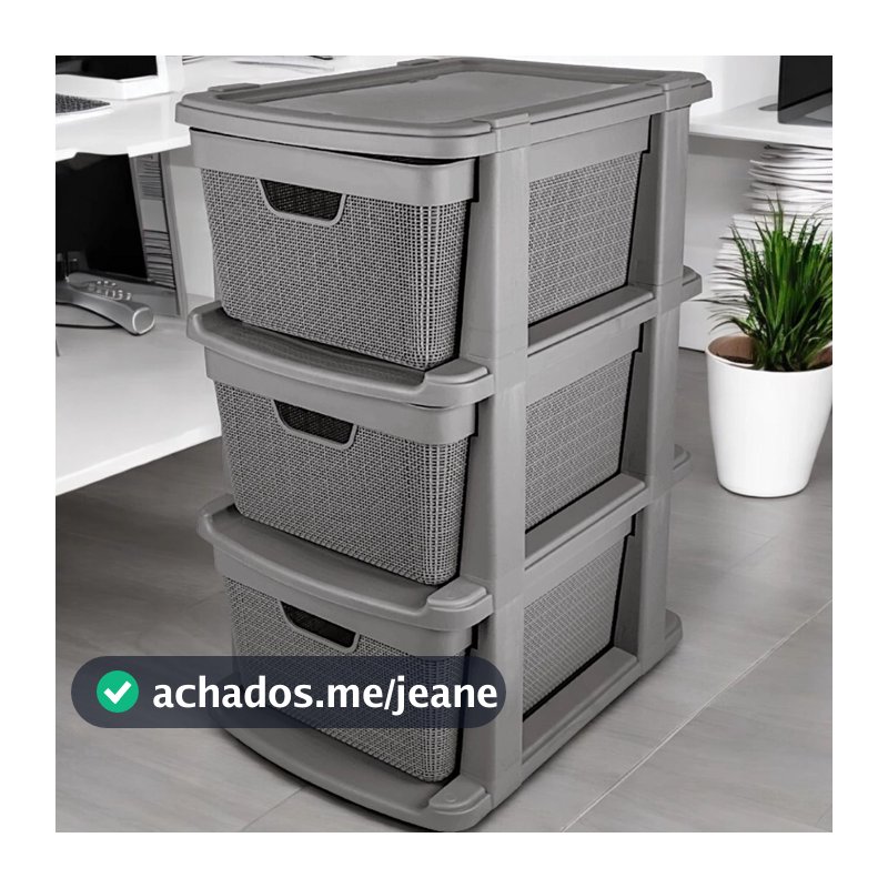 Gaveteiro Organizador de Chão em Plástico Com 3 Gavetas 15 litros Resistente Para Organização Jaguar