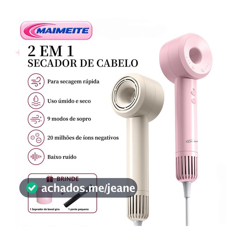 MAIMEITE Secador de Cabelo Premium Secagem Rápida Ar Quente/Frio Profissional para Salão profissional cuidado de