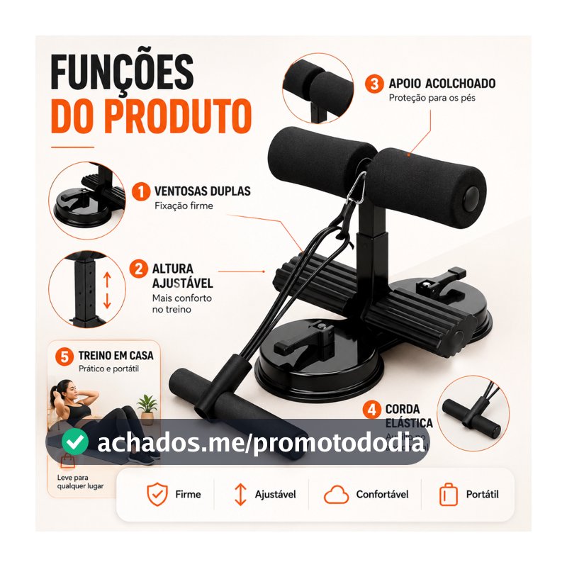 Aparelho Abdominal Ventosa Unissex Fitness Auxiliar Equipamento Treino em Casa Dispositivo Pé Fixo