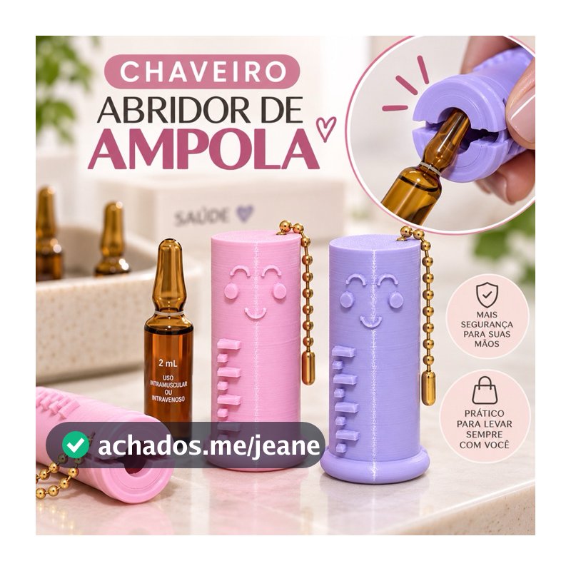 Abridor de Ampola Quebra Ampola Chaveiro Fofo | Seguro e Prático