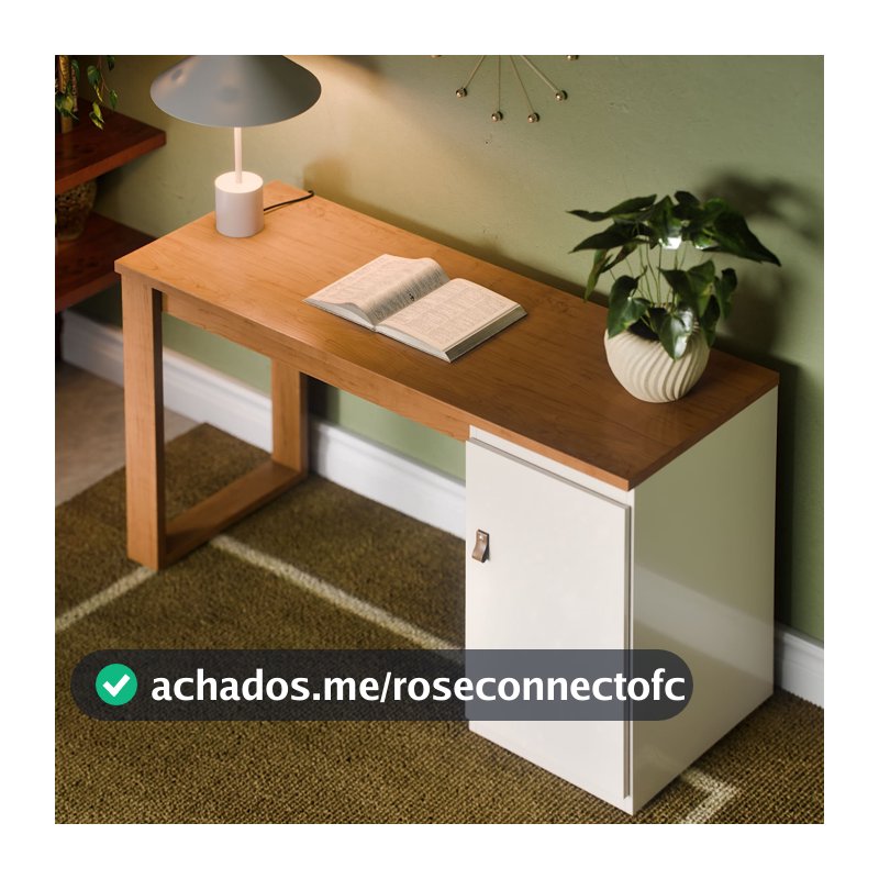 Escrivaninha Home Office Escritório 115 cm Paris Mesa Para PC Notebook Computador Com Porta E Puxador De Couro