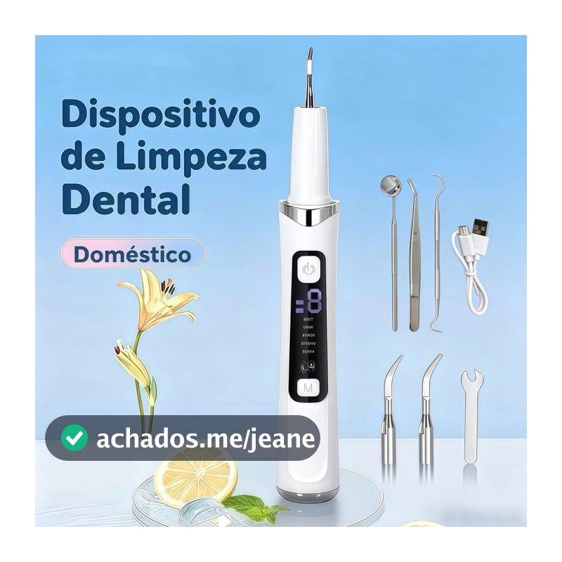 Aparelho ultrassônico para limpeza dental com visor LED, elimina tártaros, uso humano e pet