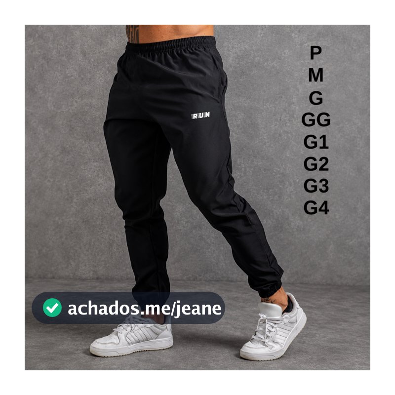 Calça Jogger Run P ao G4 Tactel com Elastano para Treino Esportiva Masculina Original com Punho