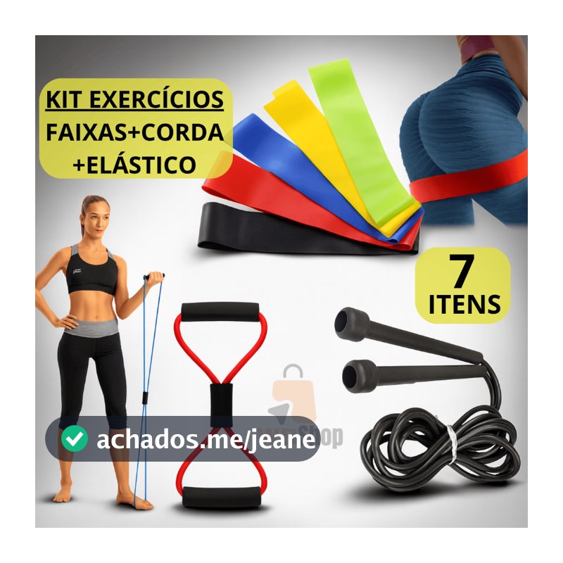 Faixa Mini Band Elástico Para Exercício Fisioterapia + Elástico Extensor Cross Tube Ginastica