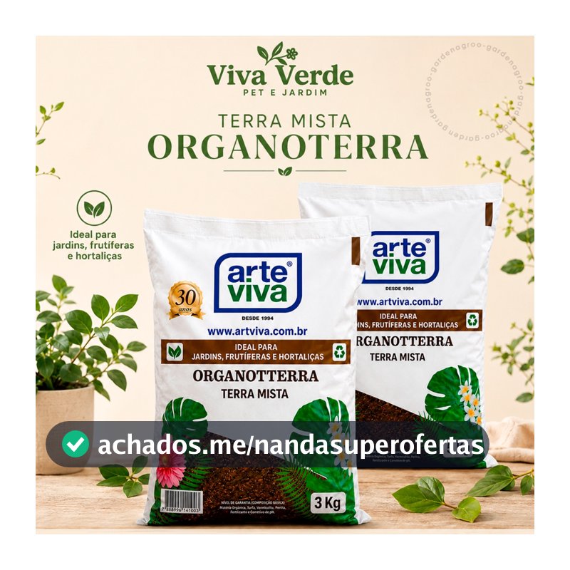 Terra Vegetal Orgânica Adubada 3kg 5kg Pronta para Plantar Solo Rico Nutrientes Substrato Plantio Horta Jardim Vasos