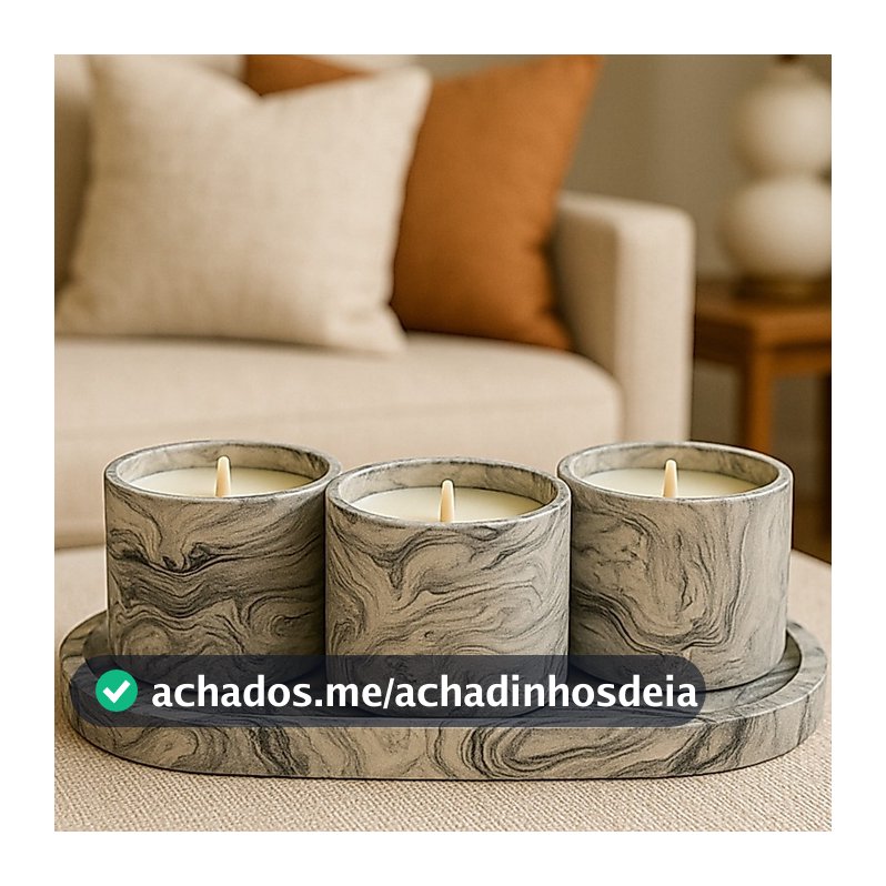 velas aromaticas artesanais decorativas marmorizado + Bandeja Decorativa Marmorizado