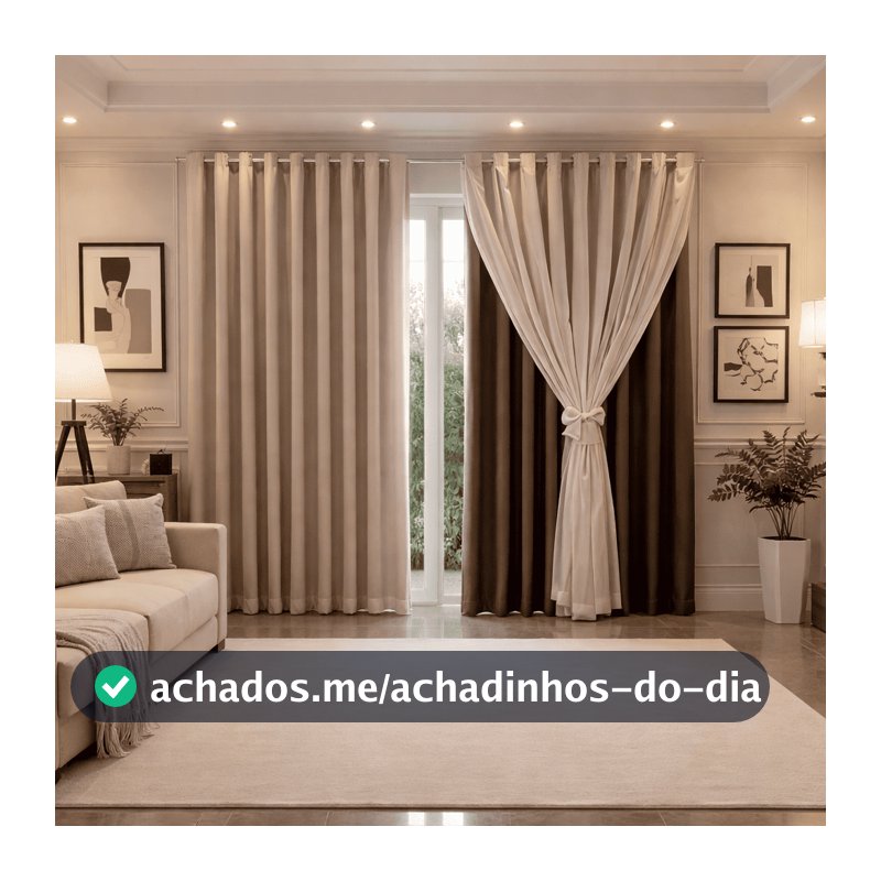 Cortina MADRI LUXO 3,00 x 2,50 c/ VOIL Branco -  Decoração Quarto, Sala, Escritório, Janela