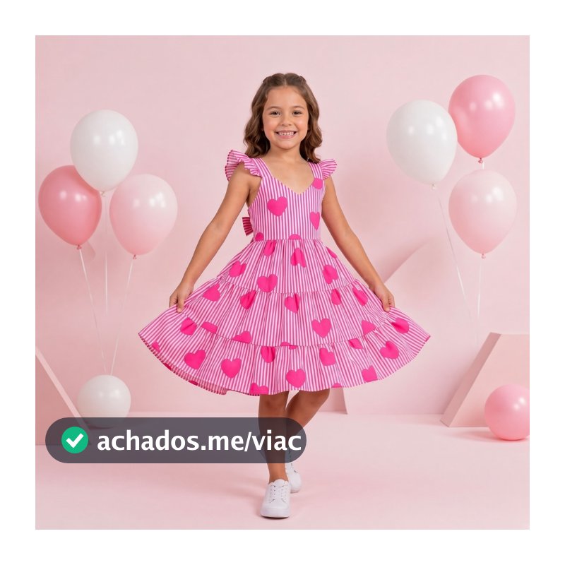 Vestido Infantil Menina Alcinha com Babado Luxo Primavera Verão Confortável Várias Estampas de 2 a 10 Anos