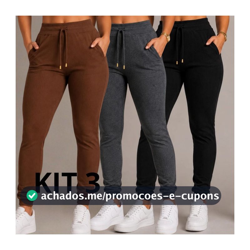 Kit 3 Calça Feminina Plus Size Joguer }Pantalona Extra Grande Roupas Gordinhas Montaria Fler Skinny Leg Jeans Cós Alto