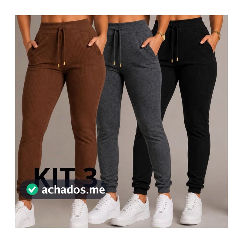 Kit 3 Calça Feminina Plus Size Joguer }Pantalona Extra Grande Roupas Gordinhas Montaria Fler Skinny Leg Jeans Cós Alto