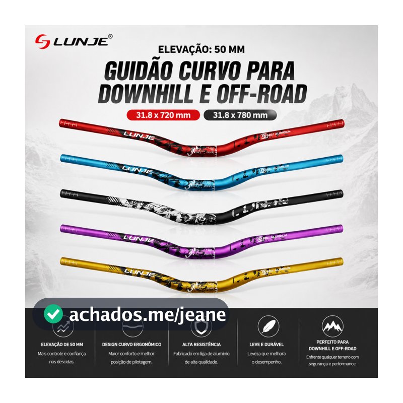 Guidão MTB 780mm Liga de Alumínio 6061-T6 Ø31,8mm Rise 30mm para Mountain Bike Off-Road | Envio do Brasil