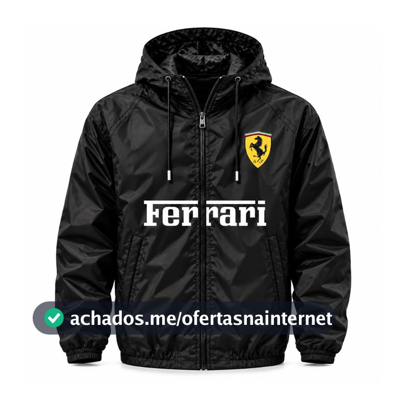 Jaqueta Corta Vento Masculina Impermeável Com Capuz Forrado 100% Poliéster Leve Esportiva Motorsport Racing