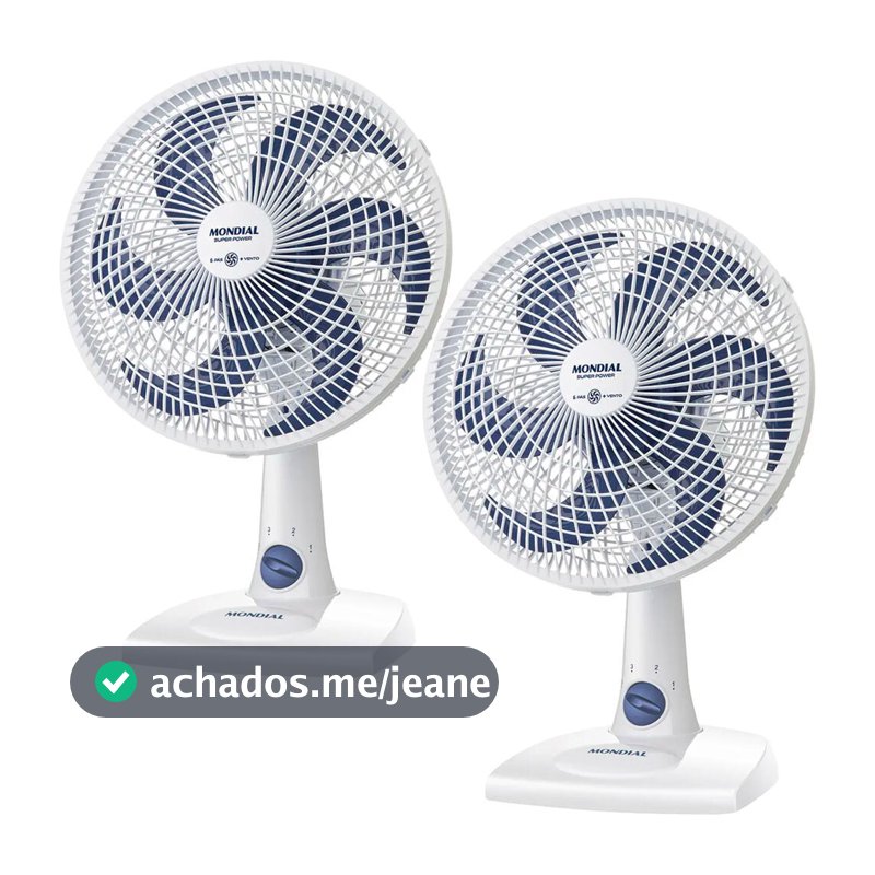 Kit 2 Ventiladores de mesa 30 cm 6 pás 3 velocidades Super Power VSP-30-W Mondial