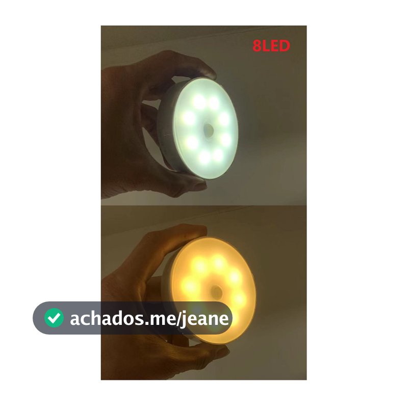 Luminárias Led Sem fio com Sensor Presença recarregável Luz Branca E Luz Amarela 2 em 1