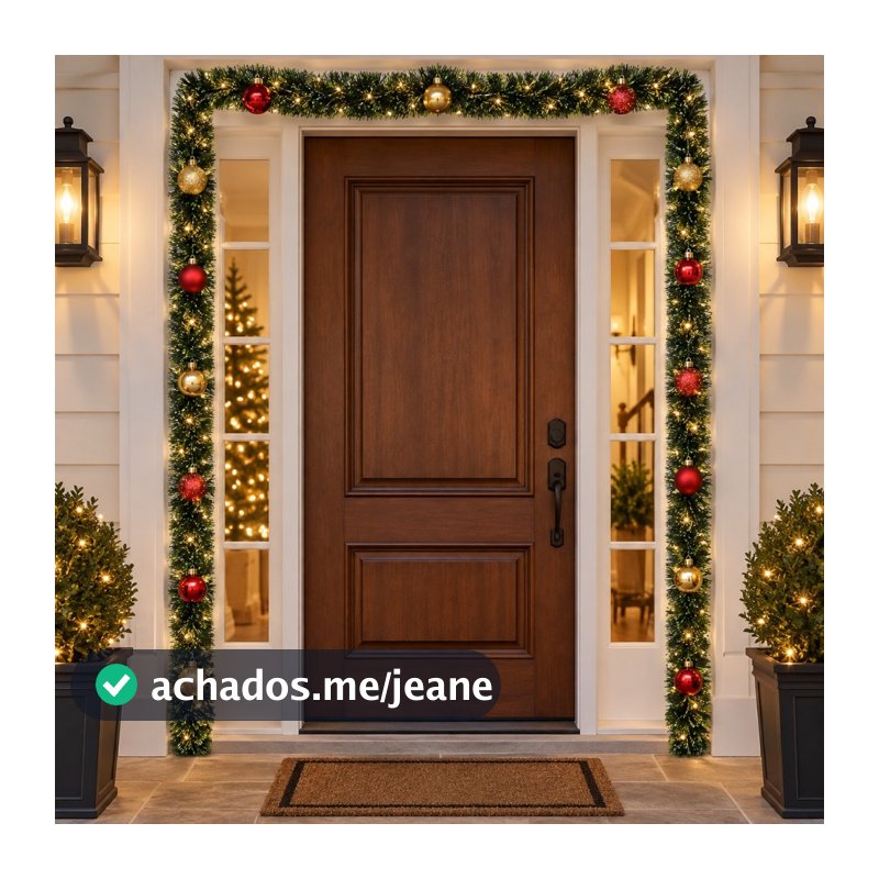 Decoração Natalina Festão 2 Metros com Bolinhas de Natal e Fio de Fada P/ Porta Janela Árvore Escada
