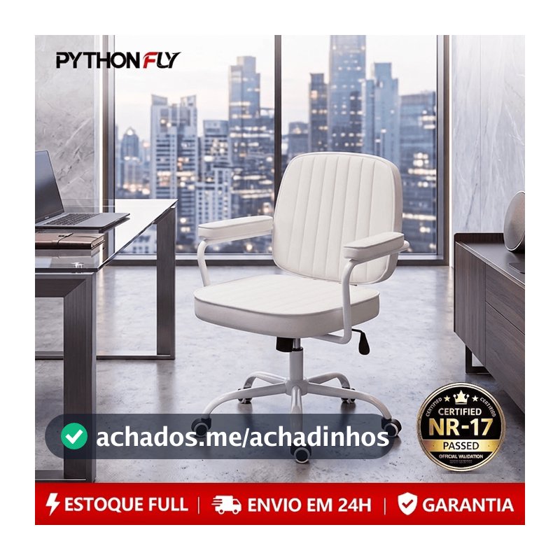 Cadeira De Escritório Giratória Cadeira de Diretor Retrô Luxuosa em Couro, Giratória e Ergonômica para Escritório