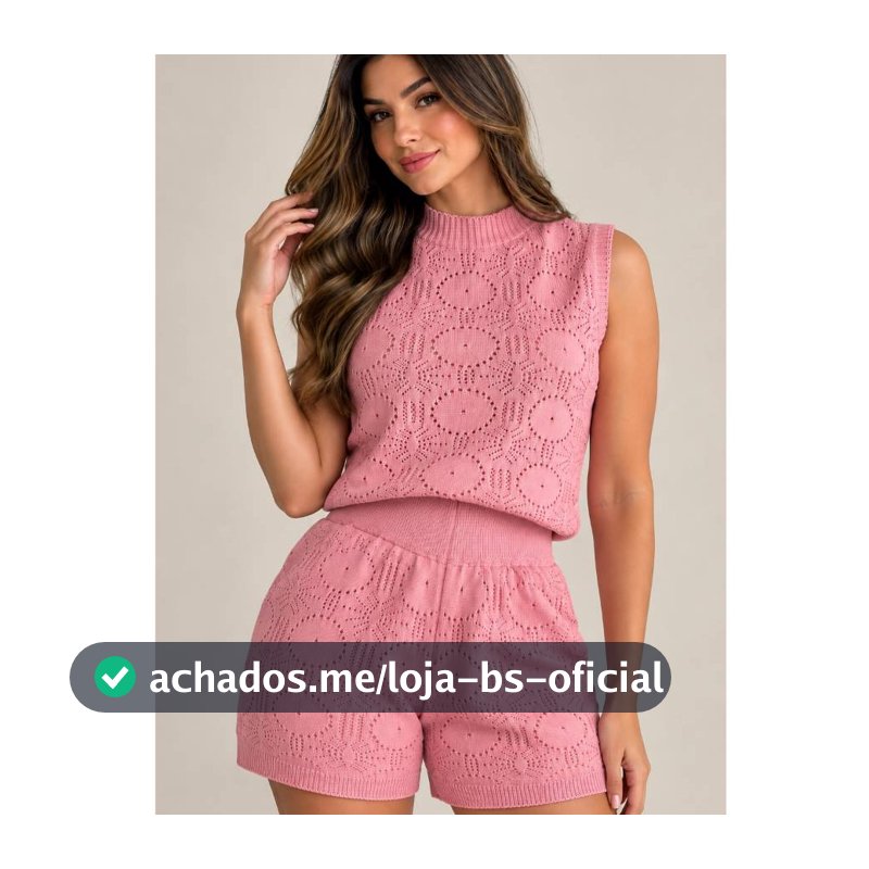 Conjunto Feminino Tricot PRIVERA Verão Regata e Shorts Trabalhado Roupa Feminina Conjunto Elegante Feminino