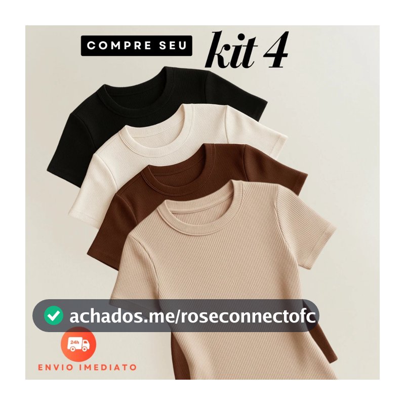 Kit 4 Blusas Feminina Ribana Canelado Básica Casual Estilosa Tendência Verão