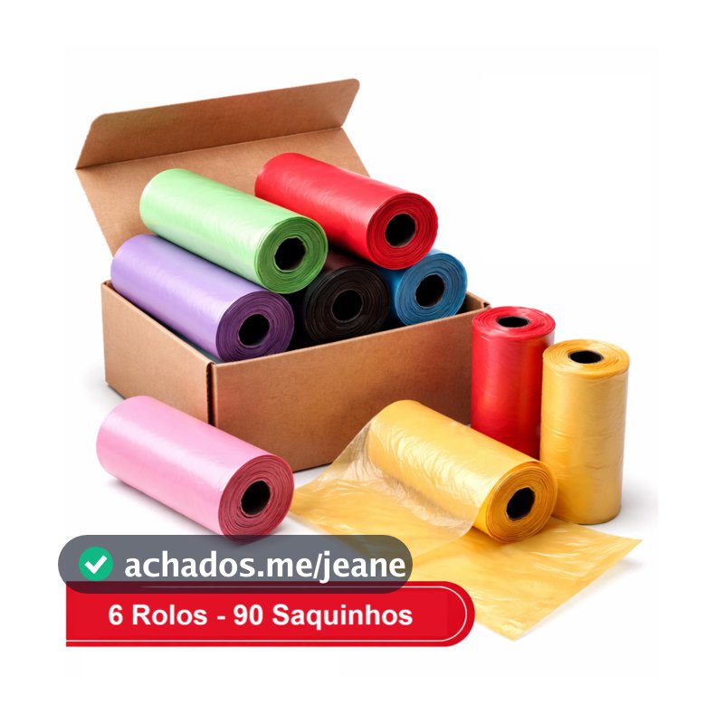 Kit 6 Rolos Cata Caca Rolinhos Pet Saquinho Lixo - 90 Sacos Sortido