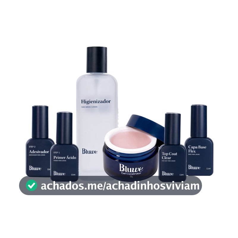 Bluwe Kit Higienizador Gel ( Cor À Escolher) Top Coat Clear Capa Base Flex Ácido Adesivador