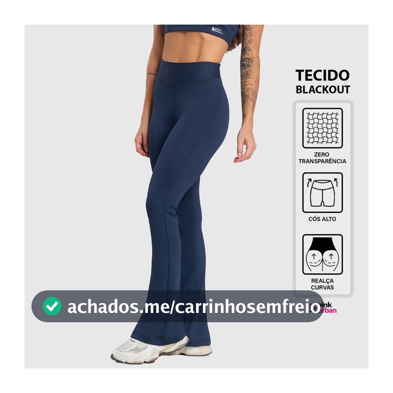 Calça Legging Fitness Feminino Flare Cintura Alta Balance Blackout Zero Transparência Bailarina