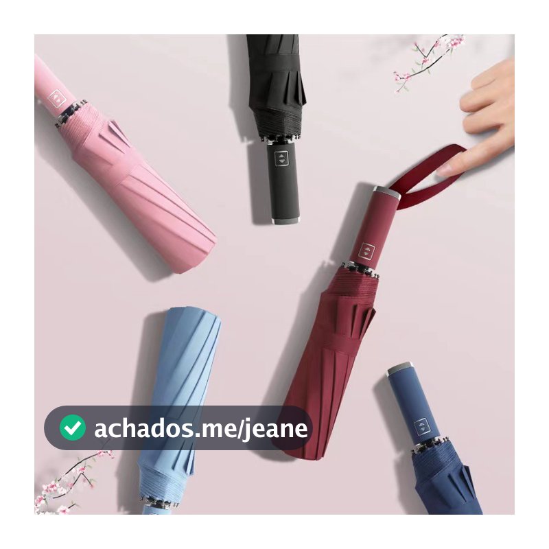 12 Hastes Guarda Chuva Automático Sombrinha Grande Proteção Solar UV Reforçado Dobrável Envio Imediato colorido