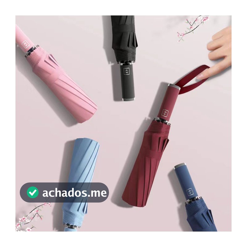 12 Hastes Guarda Chuva Automático Sombrinha Grande Proteção Solar UV Reforçado Dobrável Envio Imediato colorido