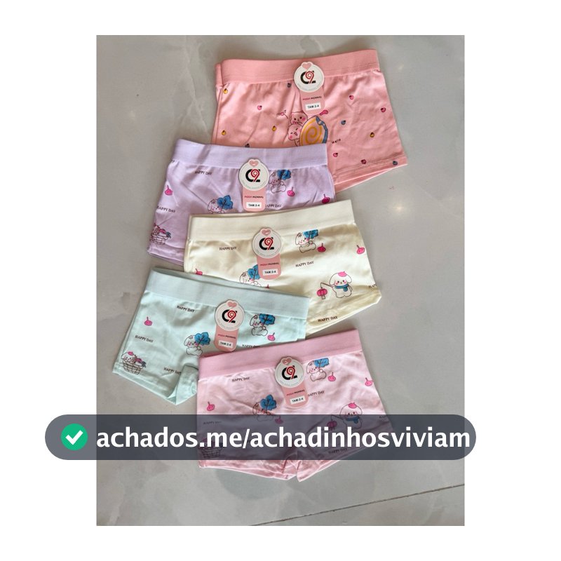Kit 6 Calcinha Box Shortinho FEMININA MENINA INFANTIL JUVENIL Boxer  Confortável Criança Estampas Sortidas